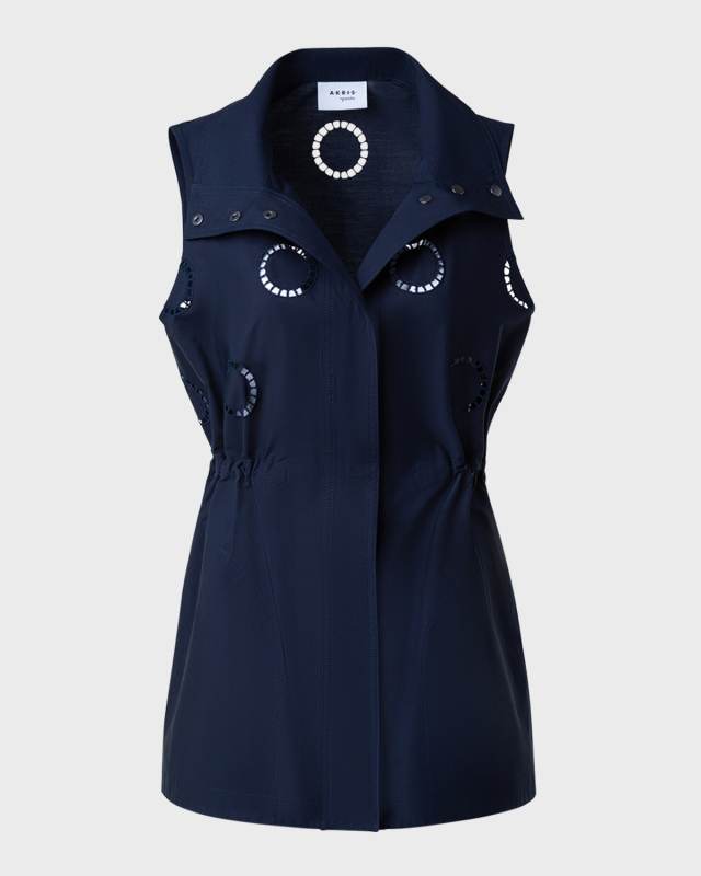 Circle Eyelet Embroidered Cotton Poplin Vest